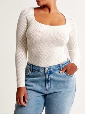 Abercrombie & Fitch Cream Textured Knit Top